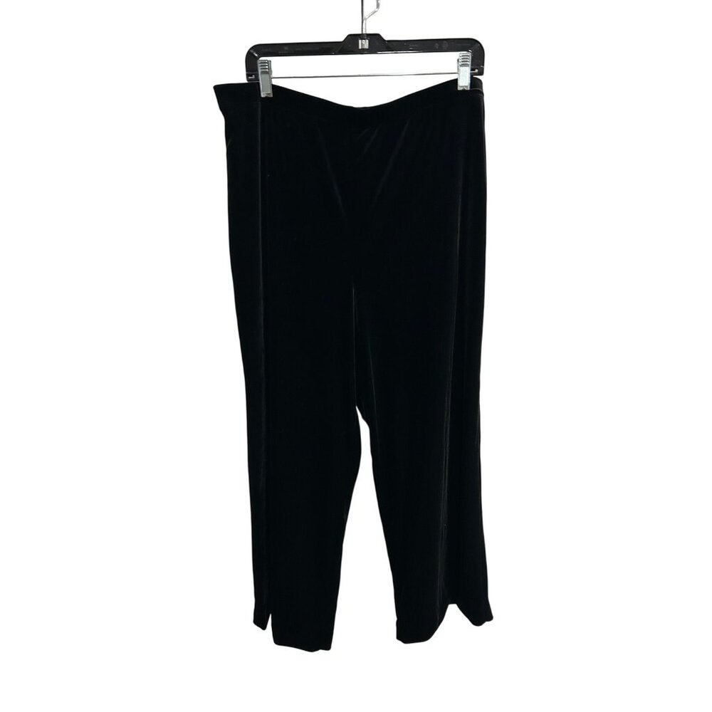 Dialogue Pull On Velvet Pants Solid Black Sz XL Elastic Waist Work Contemporary